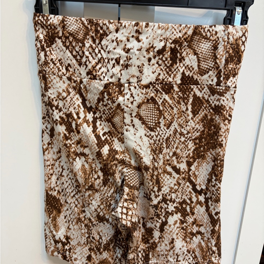 Women's Brown Snake Print Bike Shorts